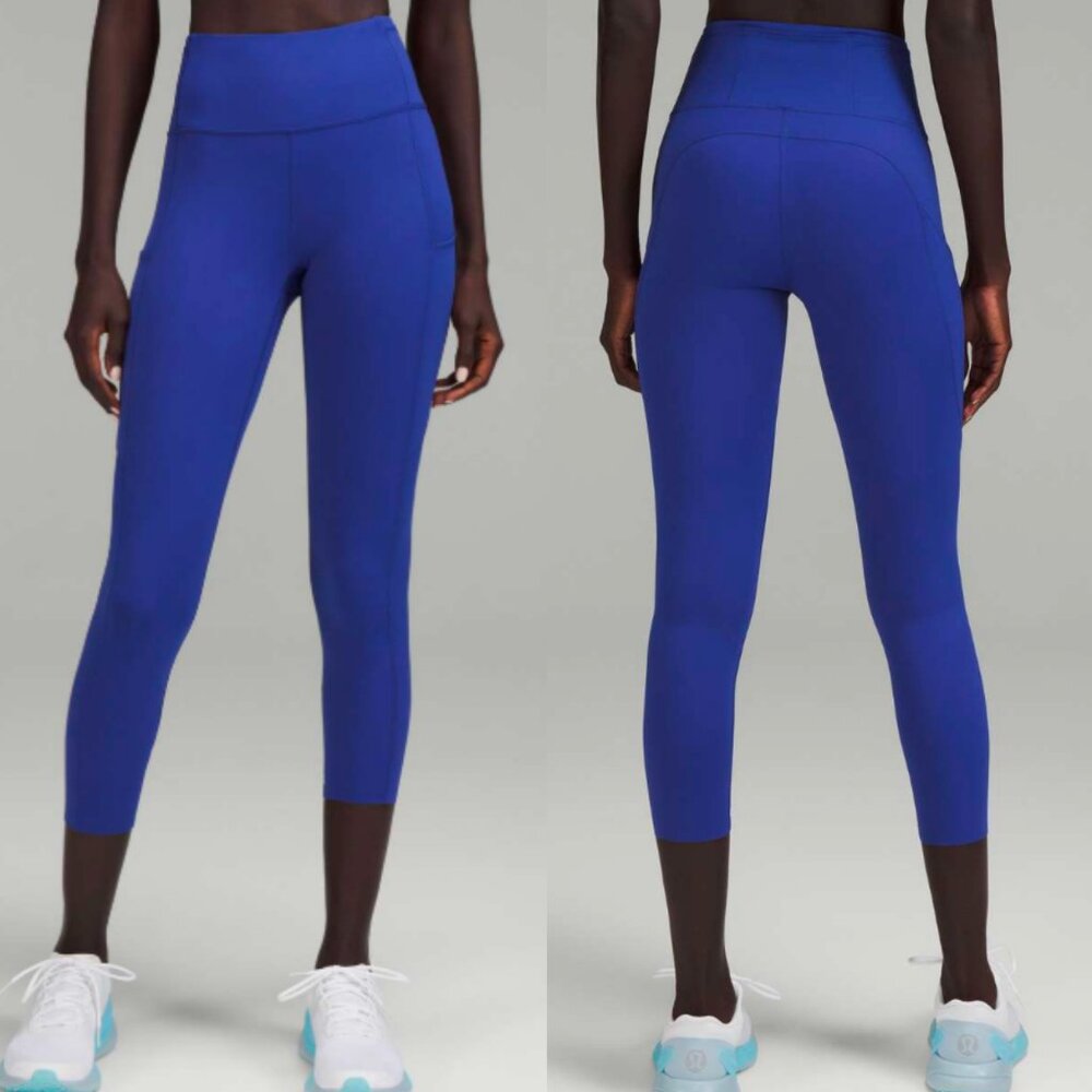 ☀️ NWOT Lululemon Fast and Free High-Rise Crop 23" Psychic Blue Leggings Size 6